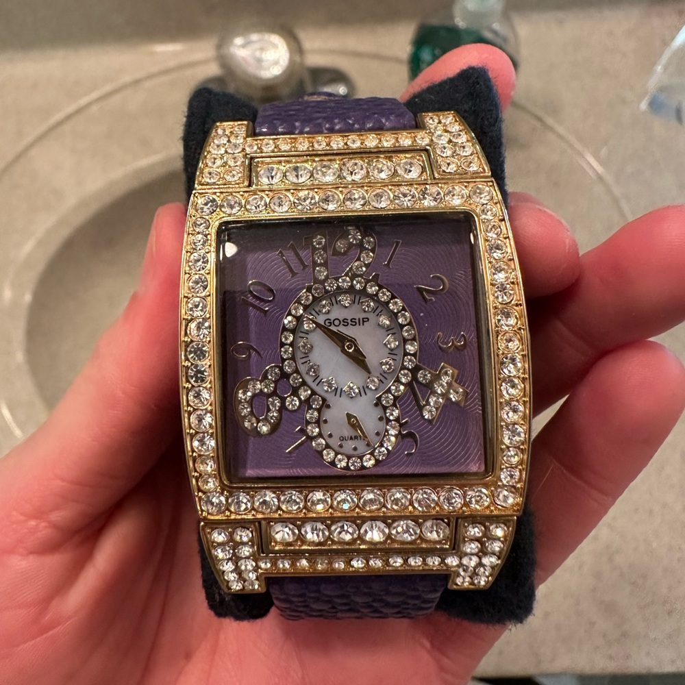 GOSSIP gold-tone purple watch